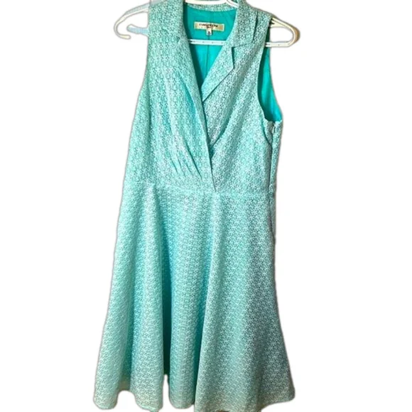 Evan Picone mint lace, sleeveless midi dress fairycore Size 10 - Picture 2 of 8